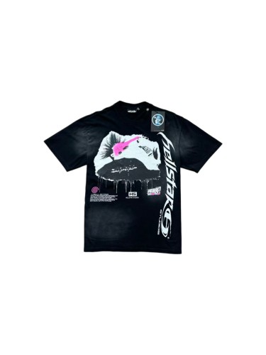 Hellstar Studio Dripping Lady Face Graffiti Text Print Back Mohawk Punk Figure Slogan Tee 29396552