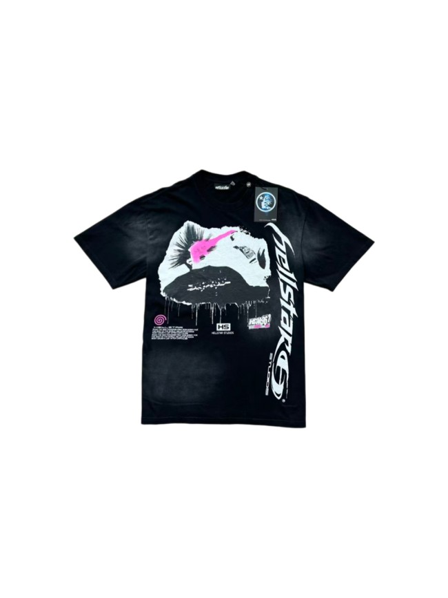 Hellstar Studio Dripping Lady Face Graffiti Text Print Back Mohawk Punk Figure Slogan Tee 29396552