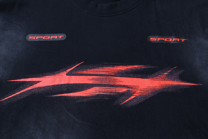 Hellstar Studio Speed Arrow Sport Label Back Vertical Sharp Letter Print Washed Tee & Shorts Set 2 colors 29396678