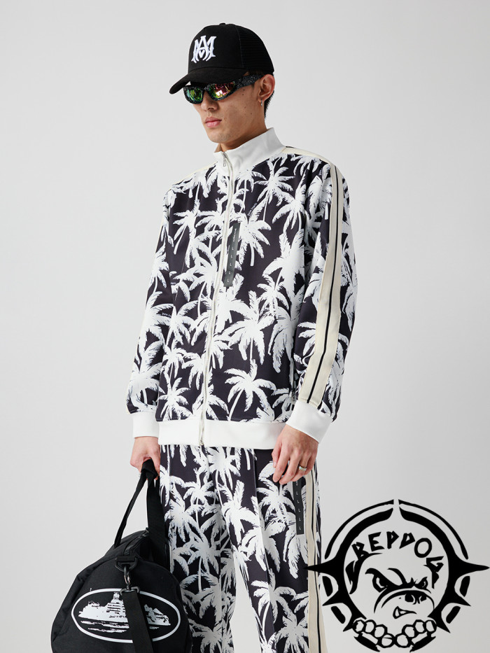 [50% Off]Palm Angels 1:1 quality version Black And White Coconut Grove Print Jacket 2 colors 25149826