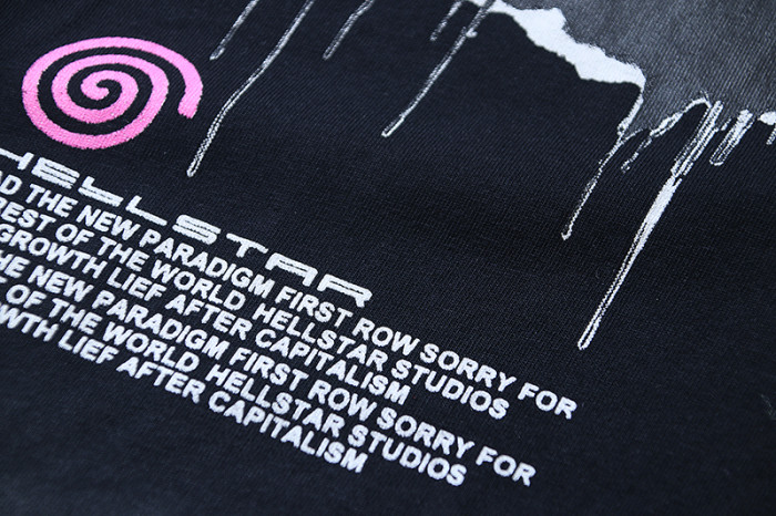 Hellstar Studio Dripping Lady Face Graffiti Text Print Back Mohawk Punk Figure Slogan Tee 29396552