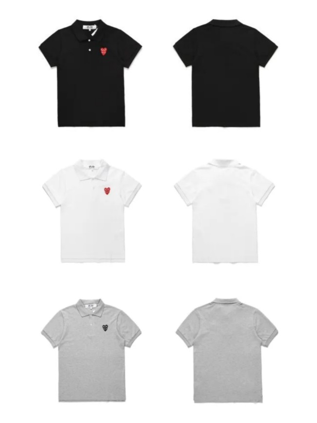 Cdg Play Overlapping hearts embroidered polo shirt 3 colors 23162485