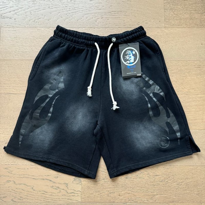 Hellstar Studio Retro Street Front Flame Side Print Circular Logo Graphic Sweat Washed Shorts 5 colors 29396572