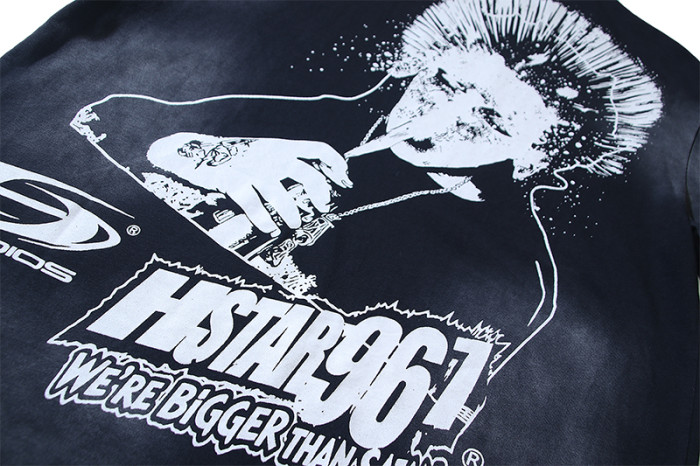 Hellstar Studio Dripping Lady Face Graffiti Text Print Back Mohawk Punk Figure Slogan Tee 29396552