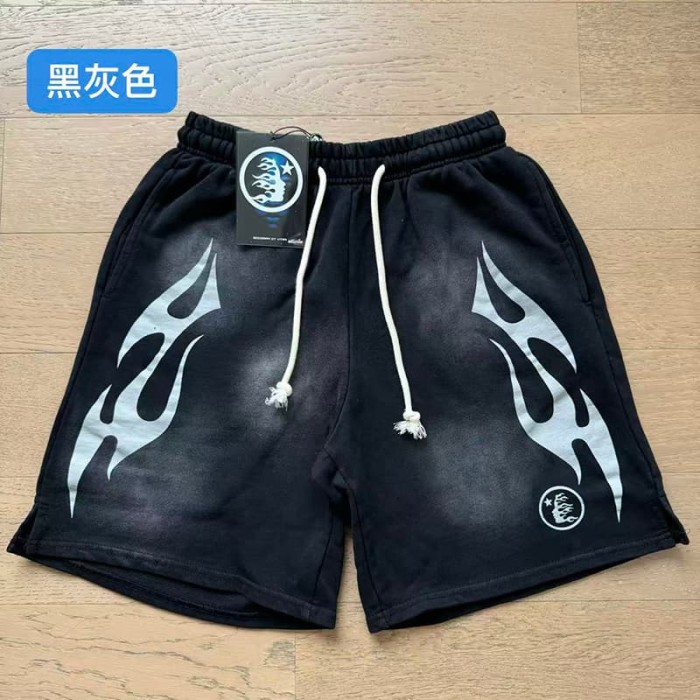 Hellstar Studio Retro Street Front Flame Side Print Circular Logo Graphic Sweat Washed Shorts 5 colors 29396572
