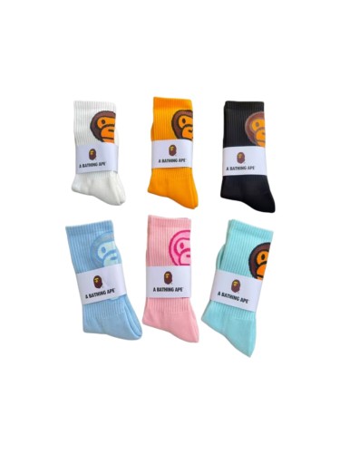 A Bathing Ape Cartoon Monkey Terry Sole Breathable Sweat‑Wicking Unisex Mid‑Crew Sports Socks 10 colors 29398104