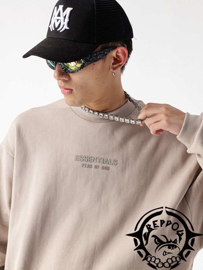 [50% Off]Fear Of God (Essentials) [Big & Tall for weights up to 220 lbs]1:1 quality version Basic Three Color Simple Flow Crew Neck Sweatshirt 5 colors 25191442