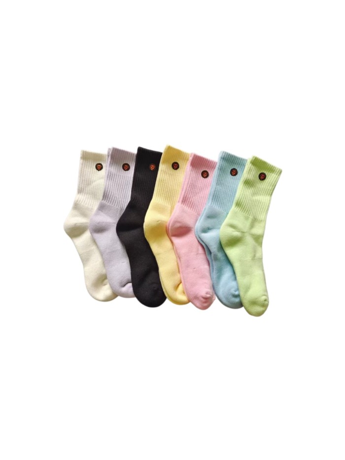 A Bathing Ape Ape Head Embroidery Candy‑Color Terry‑Sole Breathable Unisex Cotton Crew Socks 7 colors 29398098