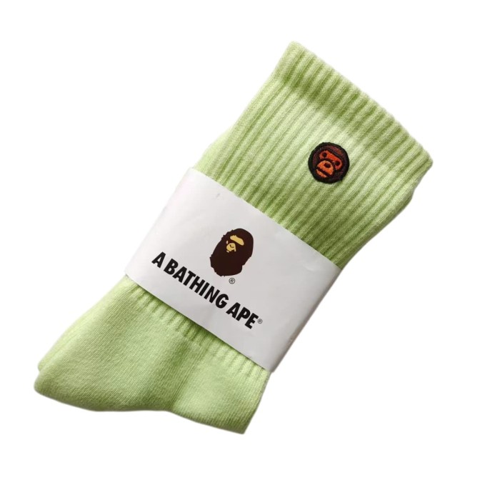 A Bathing Ape Ape Head Embroidery Candy‑Color Terry‑Sole Breathable Unisex Cotton Crew Socks 7 colors 29398098