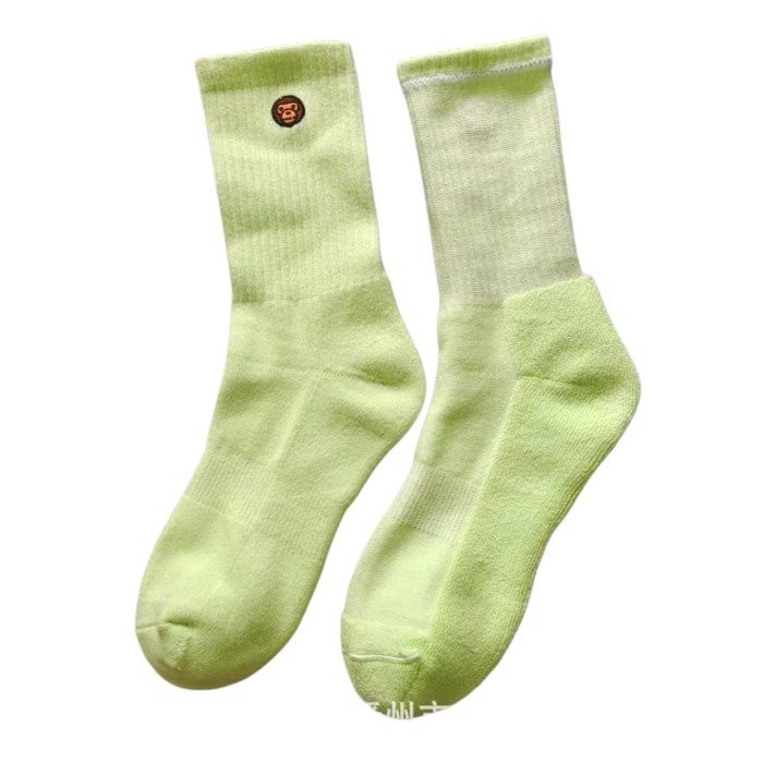 A Bathing Ape Ape Head Embroidery Candy‑Color Terry‑Sole Breathable Unisex Cotton Crew Socks 7 colors 29398098