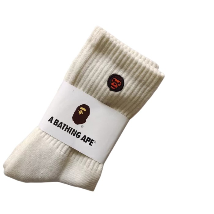 A Bathing Ape Ape Head Embroidery Candy‑Color Terry‑Sole Breathable Unisex Cotton Crew Socks 7 colors 29398098