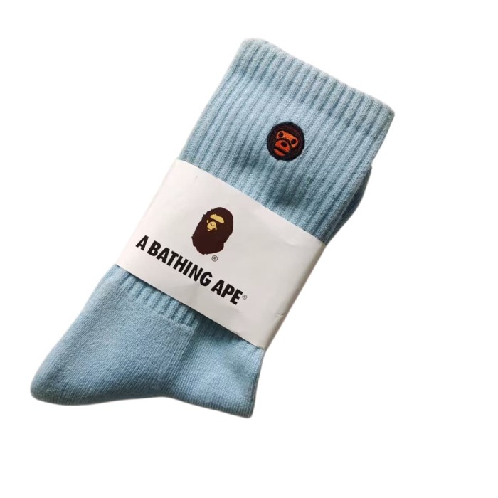 A Bathing Ape Ape Head Embroidery Candy‑Color Terry‑Sole Breathable Unisex Cotton Crew Socks 7 colors 29398098