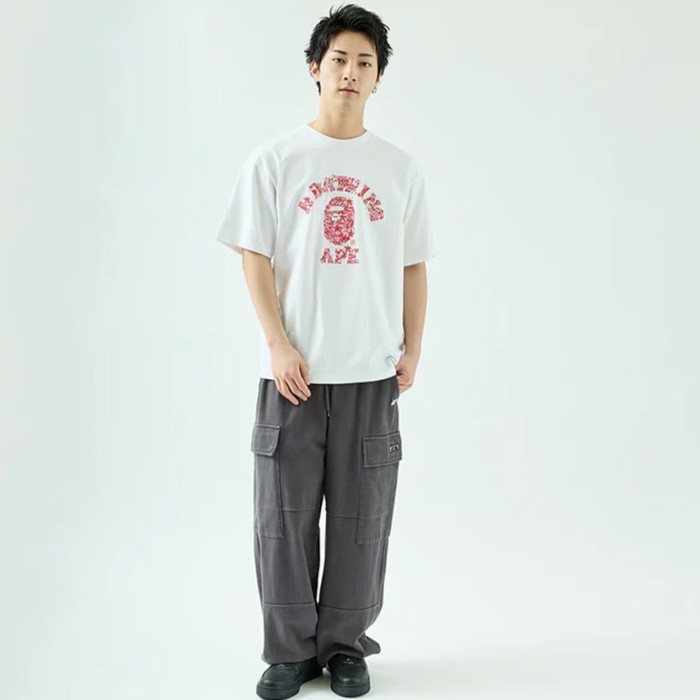 A Bathing Ape Ape Head Letter Print Crew Neck Trendy Brand Casual Loose Unisex Tee 12 colors 29399402