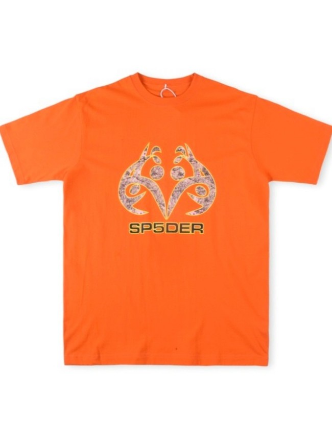 [50% Off]Sp5der Antler Style Back Abstract Letter Print Tee 25414766