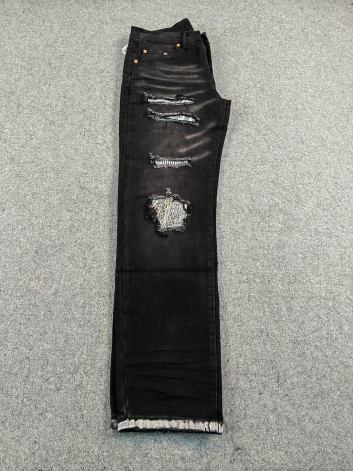 [50% Off]Ripped Mesh Distressed Slim‑Fit Jeans 29399325