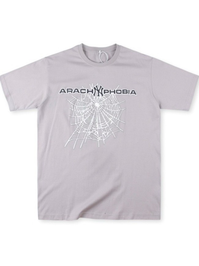 [50% Off]Sp5der Phobia NY White Spider Web Print Tee 25414646