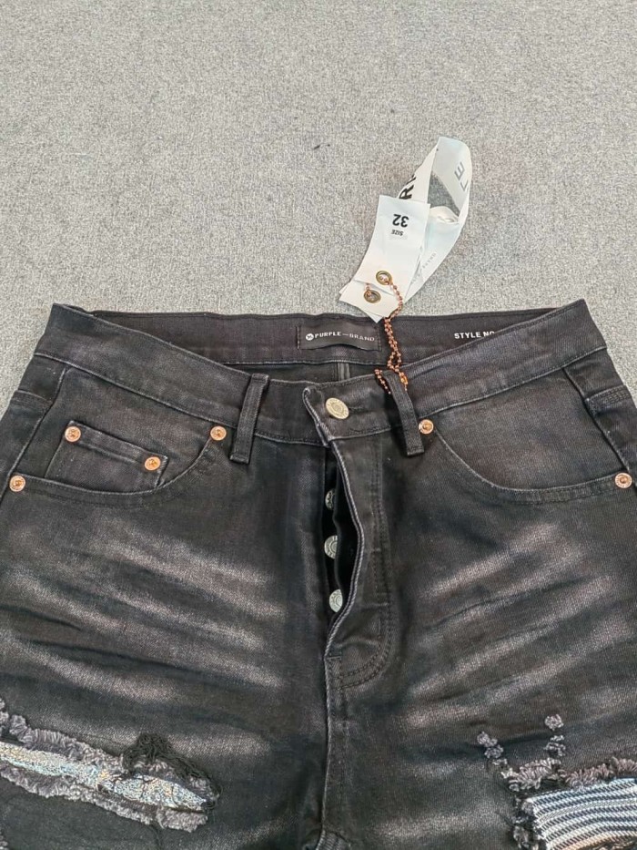 [50% Off]Ripped Mesh Distressed Slim‑Fit Jeans 29399325