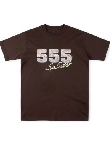 [50% Off]Sp5der 555 Tree Printed Filled Letter Printed Cotton Short Sleeve T-Shirt 25414565