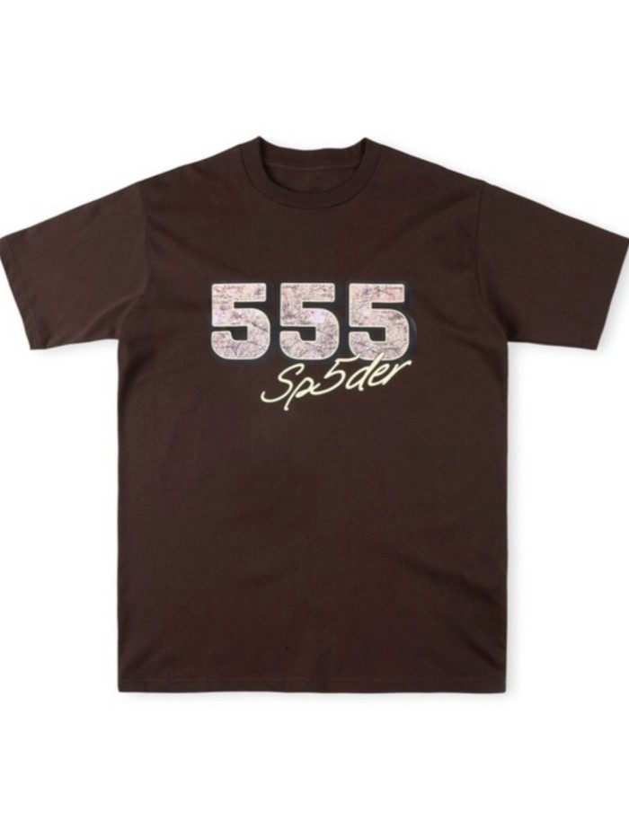 [50% Off]Sp5der 555 Tree Printed Filled Letter Printed Cotton Short Sleeve T-Shirt 25414565