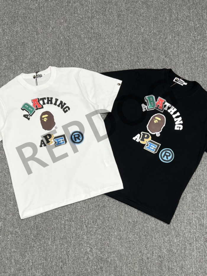 [50% Off]A Bathing Ape Bape Colorful Letter Classic Ape Head Print tee 2 colors 25693125