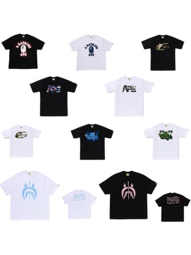 A Bathing Ape Camouflage Ape Shark Print Couple Pure Cotton Casual Tee 10 colors 29401577