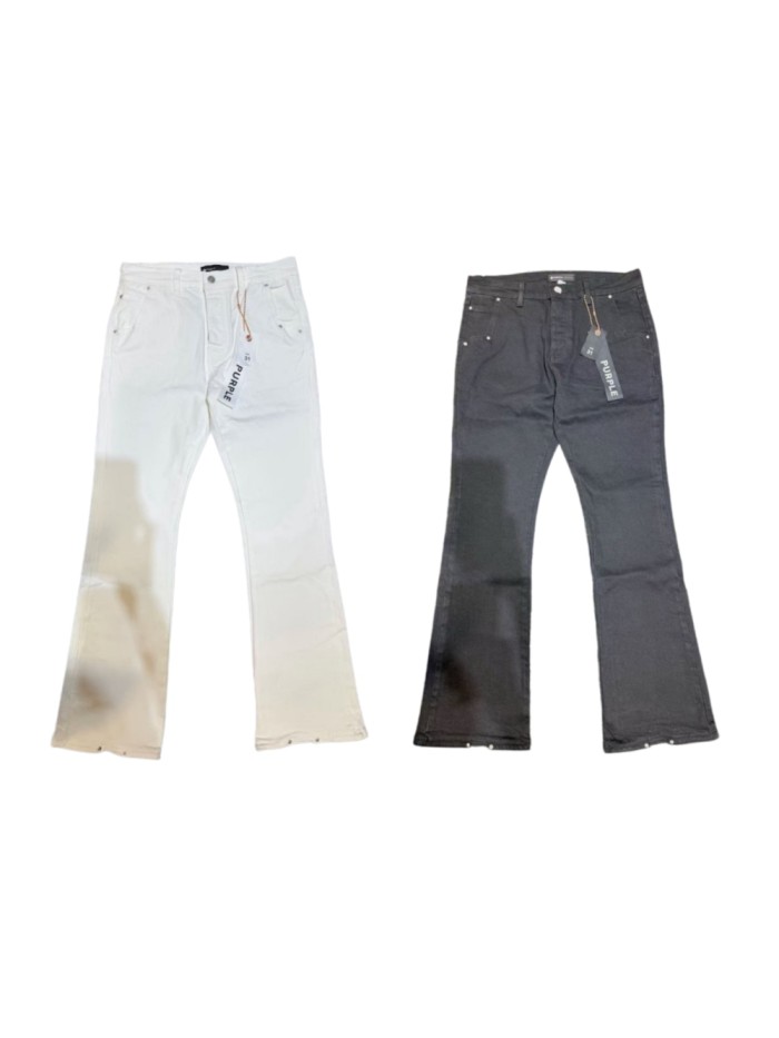 Purple Brand 1:1 quality version Retro Hype Minimal Solid Tone Rivet Cuff Bootcut Flared Denim Jeans 2 colors 29401436