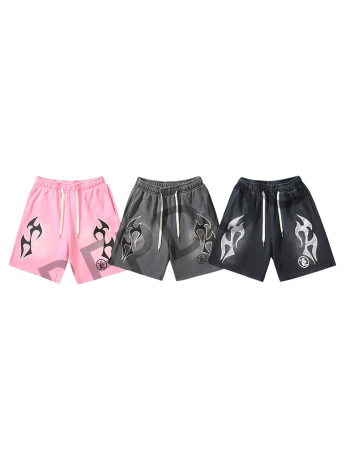 [50% Off]Hellstar Studio Side Face Goddess Mud Print Side Pocket Shorts 3 colors 25509774