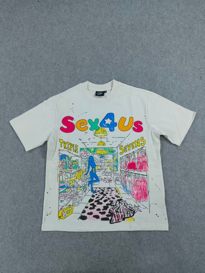 Triple Sevens Graffiti angel pattern printed street hip hop crew neck tee 12 colors 29069216