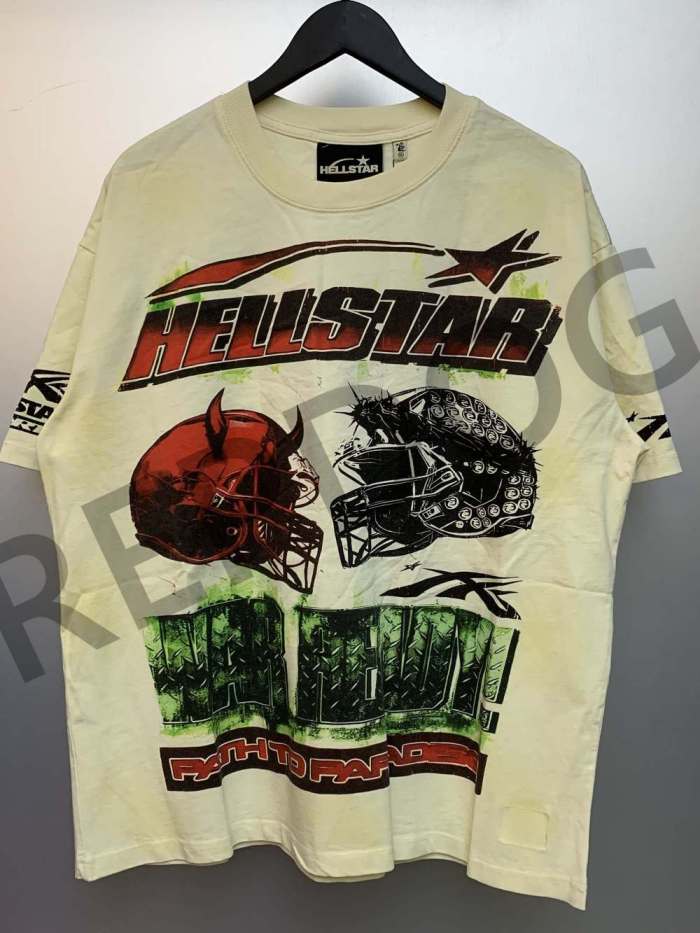 [50% Off]Hellstar Studio Helmet Letter Print Back Large LogoTee 2 colors 25716959