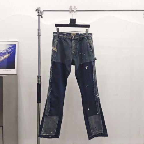 [50% Off][Big & Tall for weights up to 260 lbs]1:1 quality version Vintage Ink Splash Spliced Workwear Washed Jeans 3 colors 25490122