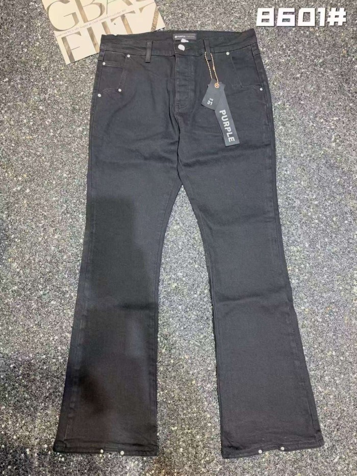 Purple Brand 1:1 quality version Retro Hype Minimal Solid Tone Rivet Cuff Bootcut Flared Denim Jeans 2 colors 29401436