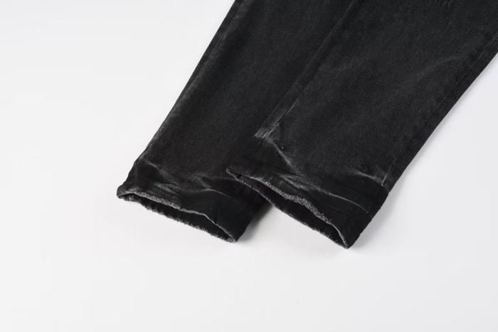 Amiri MX1 1:1 quality version Red Letter Patchwork Ripped Red Striped Inner Slim Fit Denim Jeans 29401411