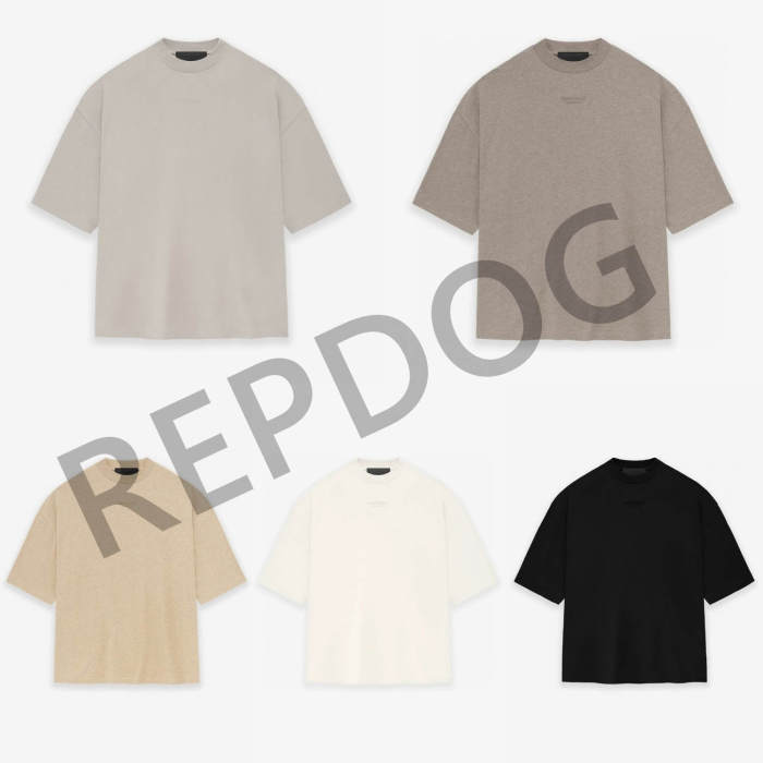 [50% Off]Fear Of God (Essentials) [Big & Tall for weights up to 220 lbs]1:1 quality version Cloud Collection Classic Silicone Letter Tee 5 colors 25721835