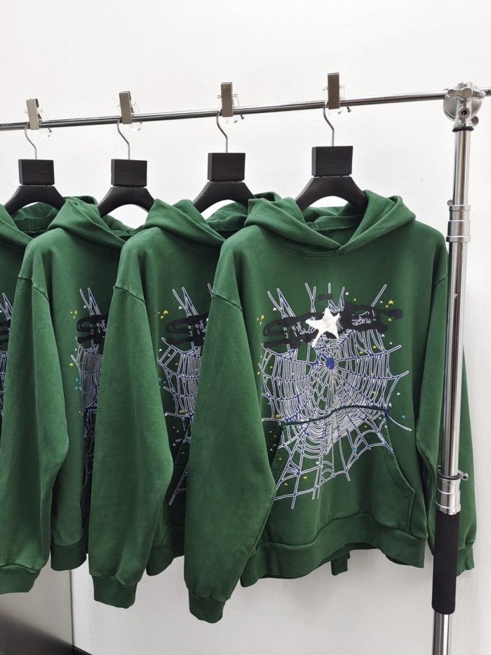 [50% Off]Sp5der 1:1 quality version Army Green Starfish Spider Web Hoodie & Pants Set 25929159
