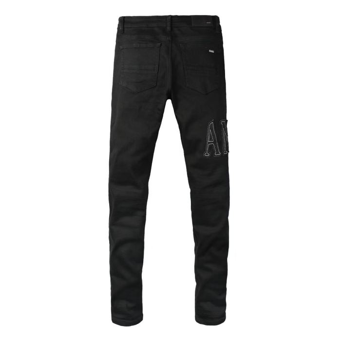 Amiri 1:1 quality version Side Seam Letter Patch Embroidery Ripped Distressed Craft Slim Skinny Fit Jeans 29407901