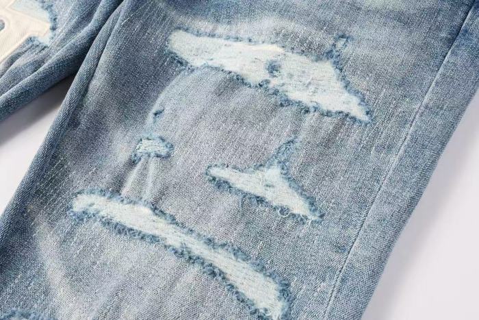 Amiri 1:1 quality version Side Seam White Letter Patch Embroidery Ripped Washed Slim Skinny Jeans 29407907