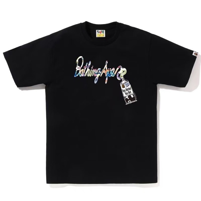 A Bathing Ape Chest Colorful Handwritten Letter With Hangtag Print Solid Color Minimalist Tee 2 colors 29407619