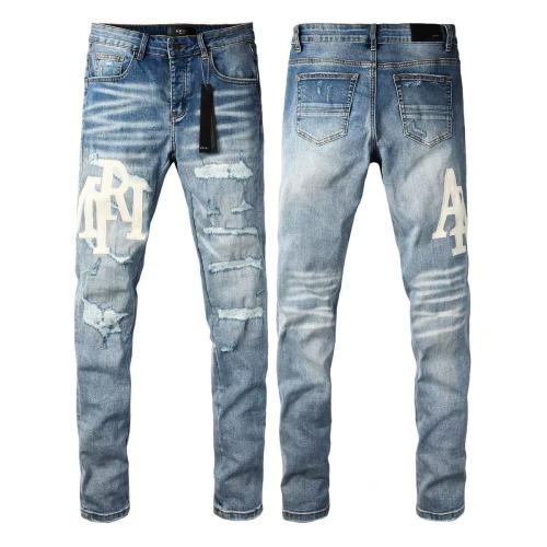 Amiri 1:1 quality version Side Seam White Letter Patch Embroidery Ripped Washed Slim Skinny Jeans 29407907