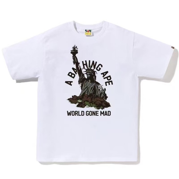 A Bathing Ape Statue Figure Ape Head Circular Letter Print Solid Color Minimalist Tee 8 colors 29407618
