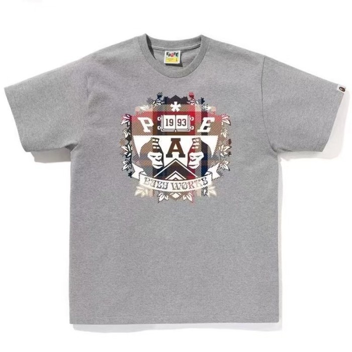 A Bathing Ape Chest Plaid Badge Ape Head 1993 Number Wreath Print Solid Color Tee 3 colors 29407624