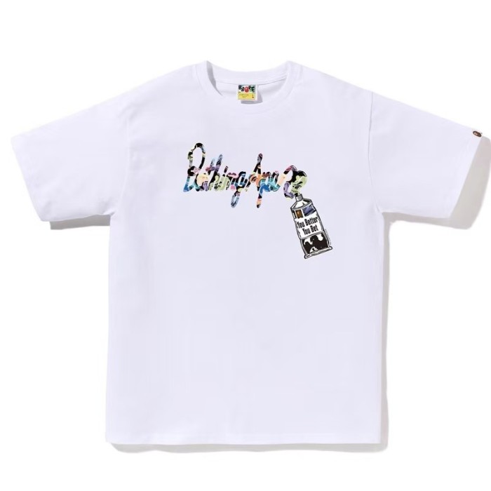 A Bathing Ape Chest Colorful Handwritten Letter With Hangtag Print Solid Color Minimalist Tee 2 colors 29407619