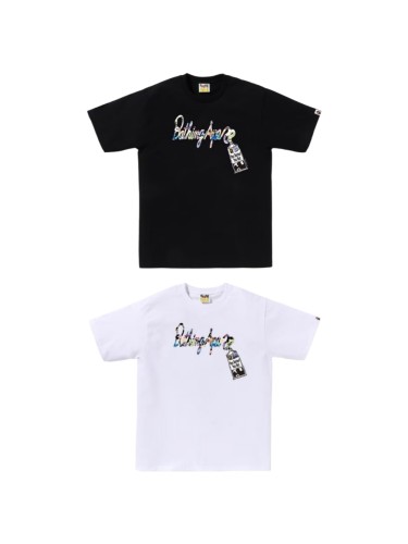 A Bathing Ape Chest Colorful Handwritten Letter With Hangtag Print Solid Color Minimalist Tee 2 colors 29407619