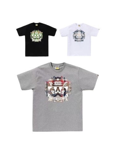 A Bathing Ape Chest Plaid Badge Ape Head 1993 Number Wreath Print Solid Color Tee 3 colors 29407624