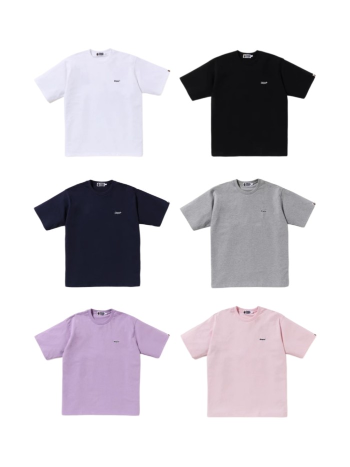 A Bathing Ape Chest Small Letter Brand Logo Cuff Mini Logo Solid Color Minimalist Tee 6 colors 29407519