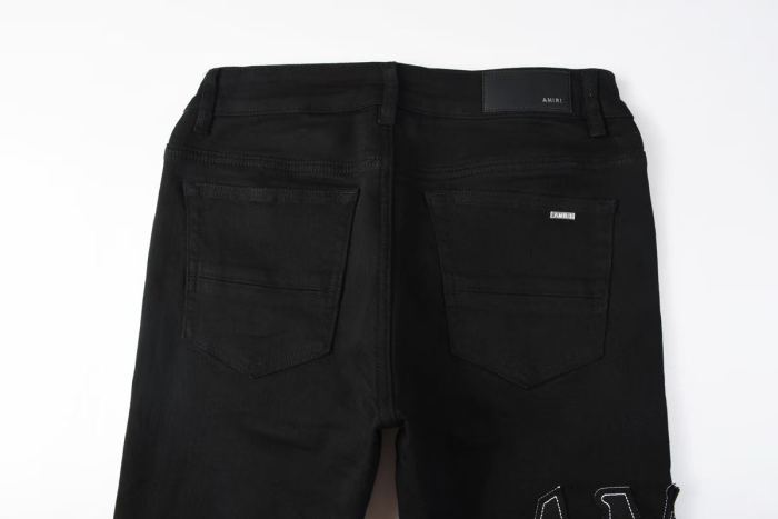 Amiri 1:1 quality version Side Seam Letter Patch Embroidery Ripped Distressed Craft Slim Skinny Fit Jeans 29407901