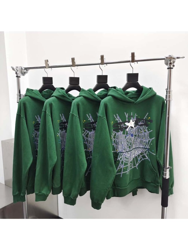 [50% Off]Sp5der 1:1 quality version Army Green Starfish Spider Web Hoodie & Pants Set 25929159