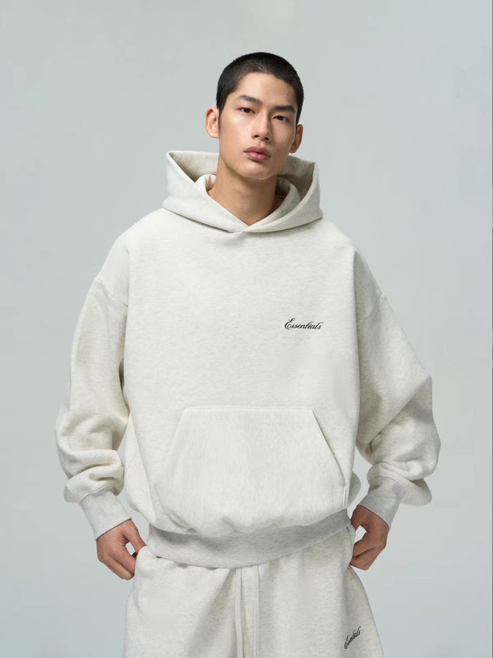 Fear Of God (Essentials) [Big & Tall for weights up to 220 lbs]1:1 quality version 3D Foamed Signature Letter Print Fleece Lined Pullover Hoodie & Sweatpants Set 2 colors 29407791
