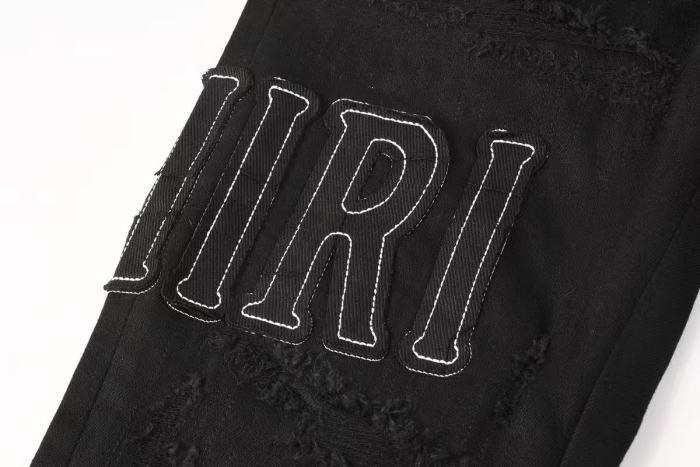 Amiri 1:1 quality version Side Seam Letter Patch Embroidery Ripped Distressed Craft Slim Skinny Fit Jeans 29407901