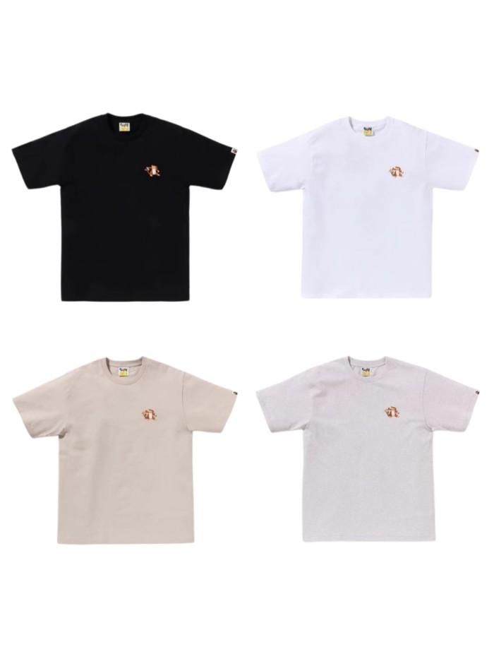 A Bathing Ape Chest Small Tiger Graphic Print Cuff Mini Tag Solid Color Minimalist Tee 4 colors 29407549