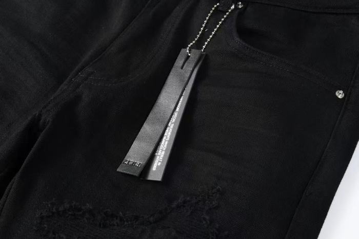 Amiri 1:1 quality version Side Seam Letter Patch Embroidery Ripped Distressed Craft Slim Skinny Fit Jeans 29407901